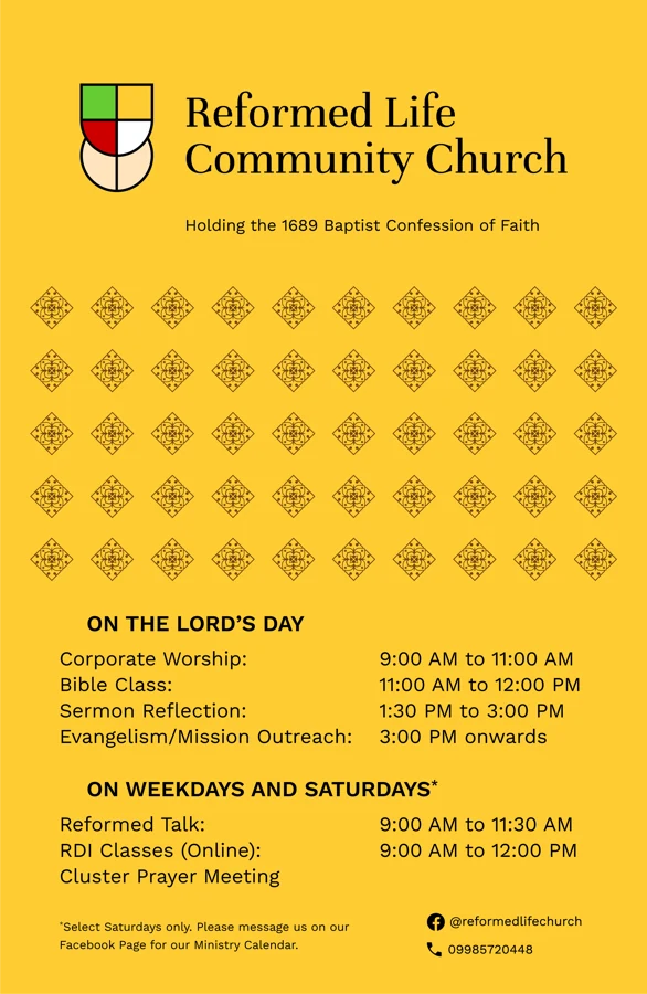 Reformed Life Community Church schedule poster