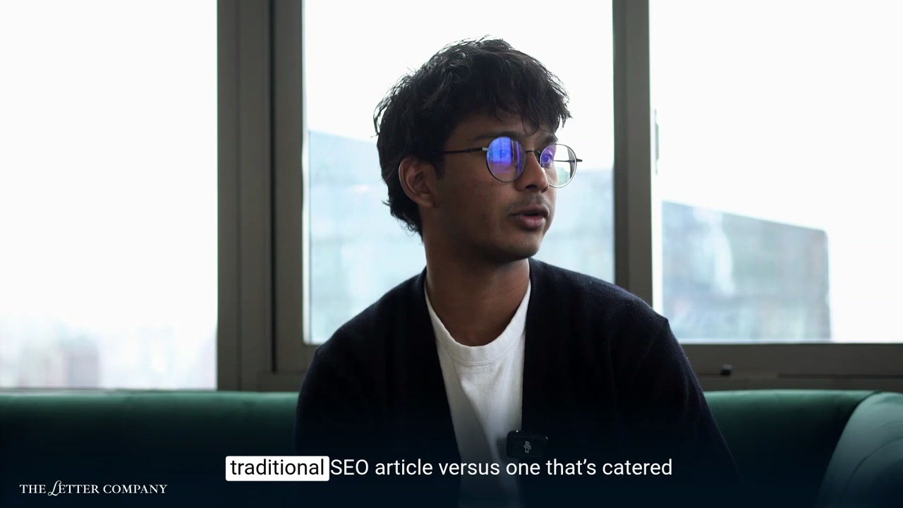 An edited Letterbrace video frame with its caption treatment and client branding